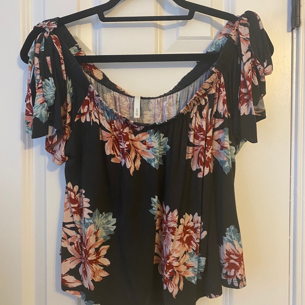 Sage off the shoulder top